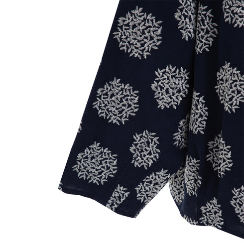 Merely Made Flower Embroidery Cropped Shirts Navy 197SH Degli Uberti